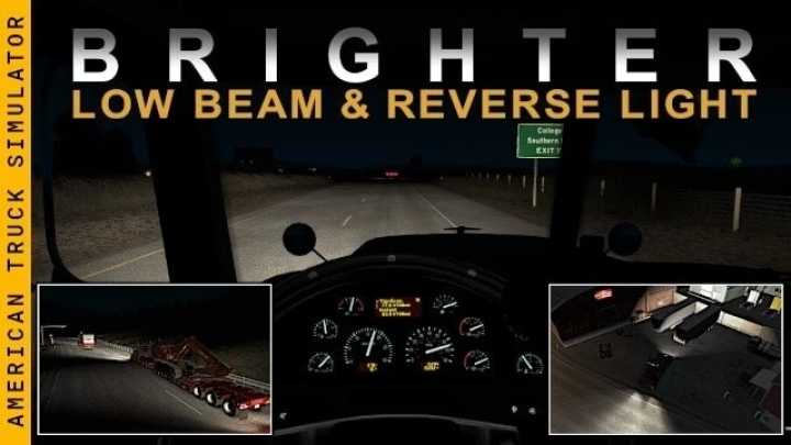 Brighter Low Beam & Reverse Lights V1.2.2 ATS 1.43.x