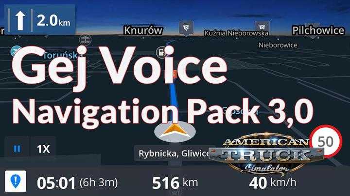 ATS – Gej Voice Navigation Pack V3 (1.39.x)