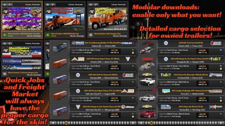 Ghost Haulers: Skins & Cargoes For Nascar Hauler Reworked ATS 1.40.x