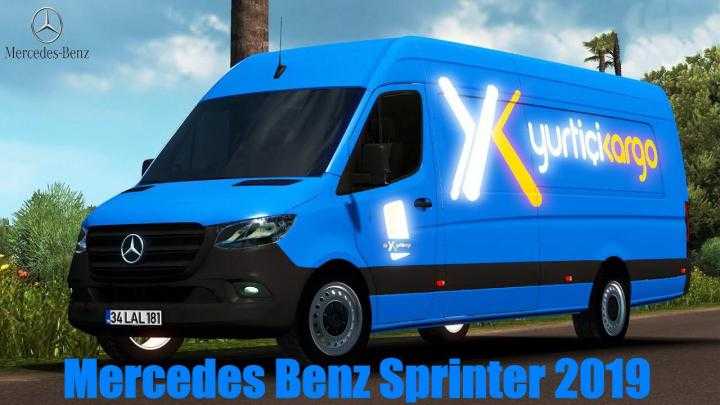 Mercedes Benz Sprinter 2019 + Мод для интерьера V1.4 для ATS1.38.x.