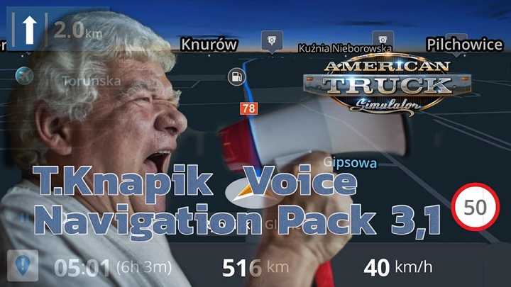 T.knapik Voice Navigation Pack V3.1 мод для ATS 1.41.x.