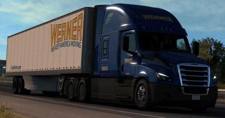 ATS – Werner Freightliner Cascadia + Trailer V1 (1.39.x)