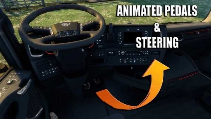 Animated Steering, Pedals & Custom Dashboard V1.2 ETS2 1.46