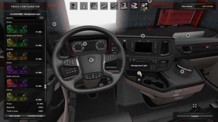 Background Lights & V8 Back Panels For Scania R & S V1.2.1 ETS2 1.46