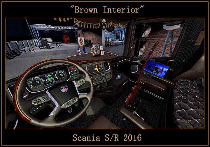 ATS – Brown Interior For Scania S/R 2016 V0.9 (1.39.x)