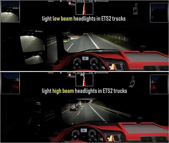 Changes Light The Headlights In Trucks ETS2 1.45