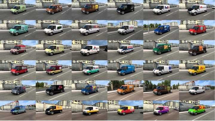Ford Transit With Skins Of Real Companies In Traffic ETS2 1.44