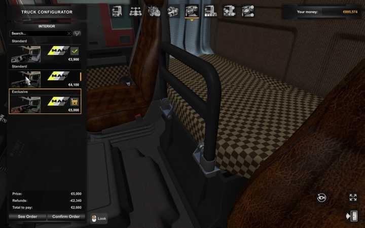 Man F2000 Brown Leather Interior V1.0 ETS2 1.43.x