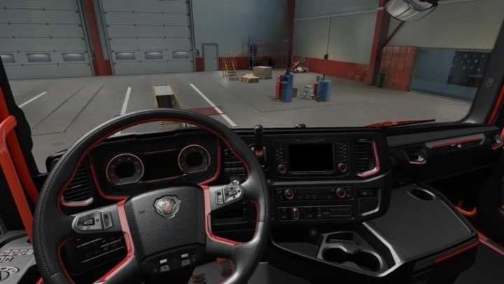 Scania R&S Dark-Red Interior + Dashboard ETS2 1.46