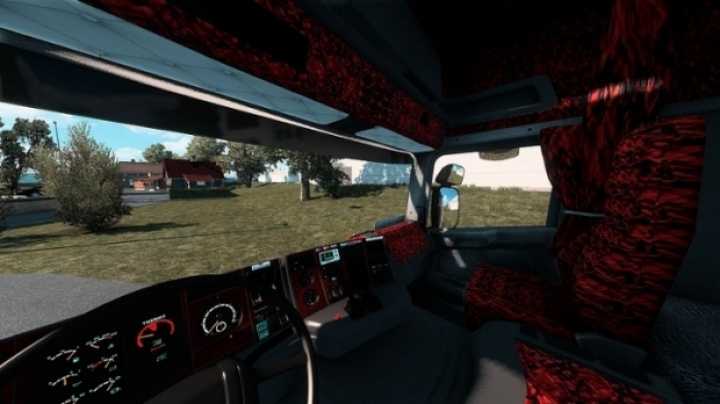 Scania Rjl 4S Topline Interior Red Plusch Danish ETS2 1.43.x