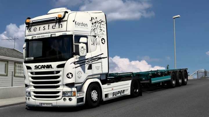 Scania Rjl Kersten Transporte Skin White Edition ETS2 1.44