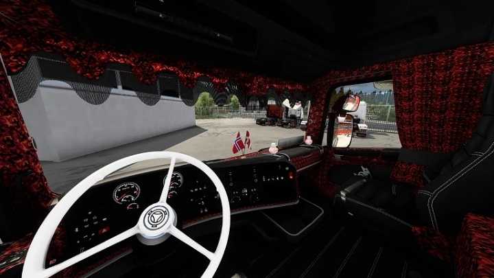 Scania Rjl Topline Interior + Exterior Red Danish Plush V2.0 ETS2 1.46