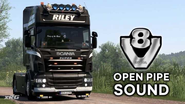 Scania V8 Open Pipe W/ Lepidas Team Exhaust System V2.0.2 ETS2 1.45