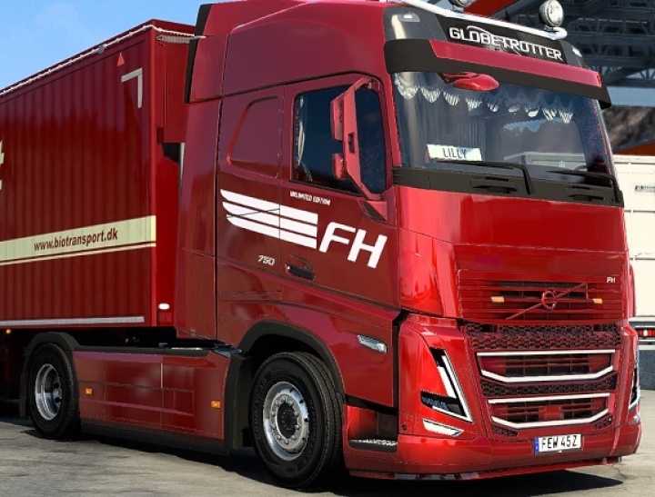 Volvo Fh5 Red Danish Plush Interior + Exterior Reworked ETS2 1.43.x