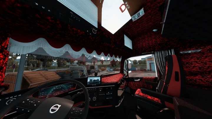 Volvo Fh5 Red Danish Plush Interior V2.0 ETS2 1.43.x