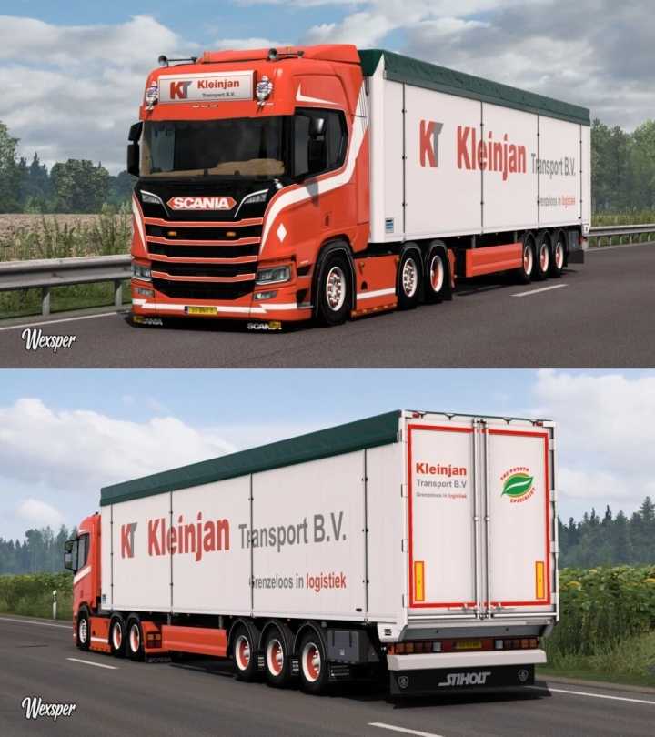 Scania R & S Kleinjan Transport Skin Pack ETS2 1.46