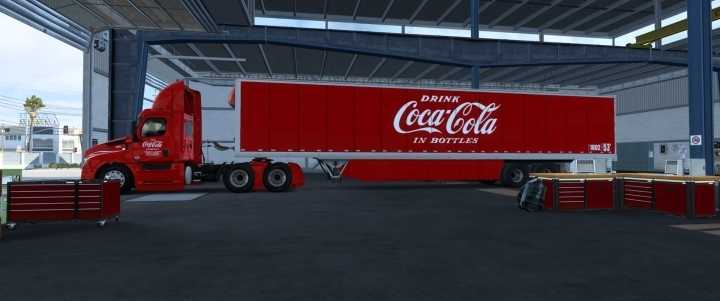 Cascadia Day Cab And Trailer Skin Pack Coca Cola ATS 1.46
