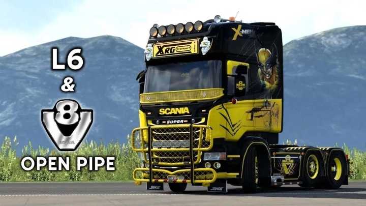 Scania L6 & V8 Open Pipe With Fkm System ETS2 1.46