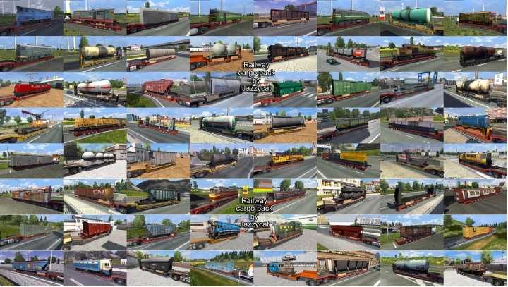 Пакет грузов на железнодорожной тематике V4.3 для Euro Truck Simulator 2 версии 1.47