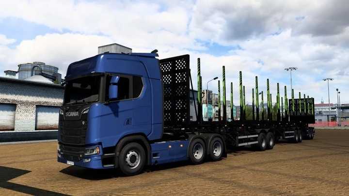 Военная тройная фургонетка Metalesp Tri-Trem Florestal Xforce V0.4 для American Truck Simulator версии 1.47