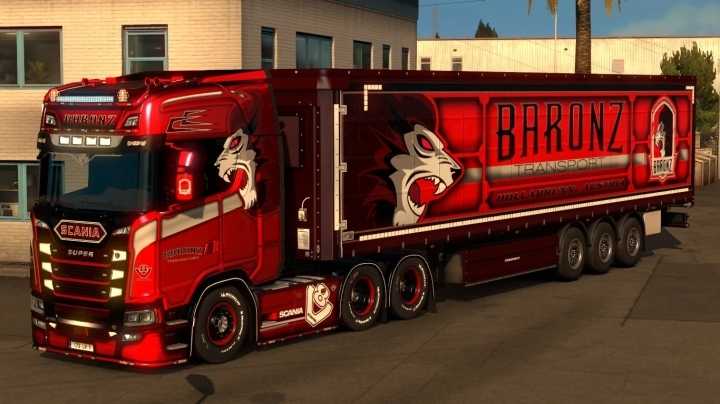 Эмблемы с полированными металлическими скинами Baronz Transport V2.0 для ETS2 1.47