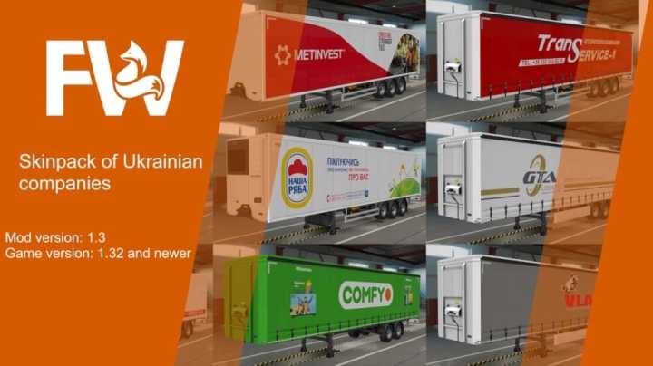 Skinpack Of Ukrainian Companies V1.3 ETS2 1.47