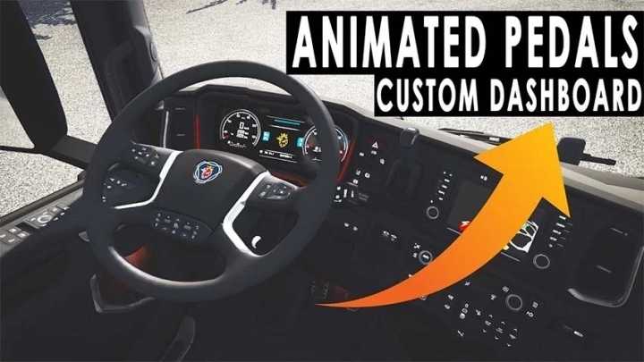 Animated Steering Wheel, Pedals + Custom Dashboard V1.3.2 ETS2 1.47