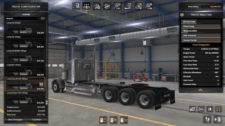 Kenworth W900 Mid Mount 8X6 + Spread Chassis ATS 1.48