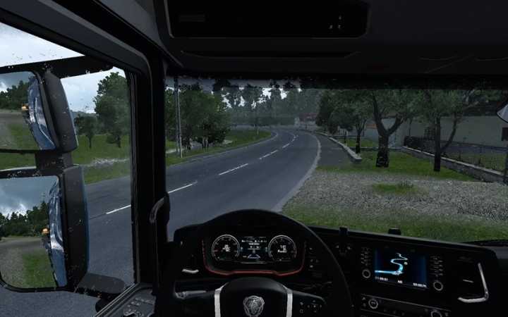 Enhaced Rain Droplets+ Better Tires Water Spray V1.0 ETS2 1.48