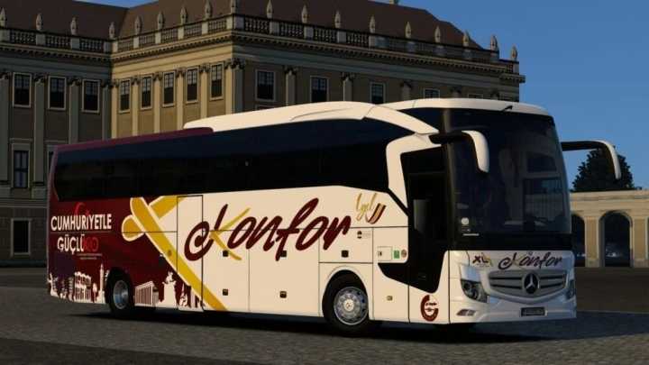 Mercedes Benz Travego 16 Shd Euro 6 Konfor Turizm Cumhuriyetle Güclü100 Skin ETS2 1.48