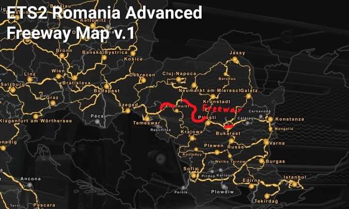 Romania Advanced Freeway Map V1.0 ETS2 1.48
