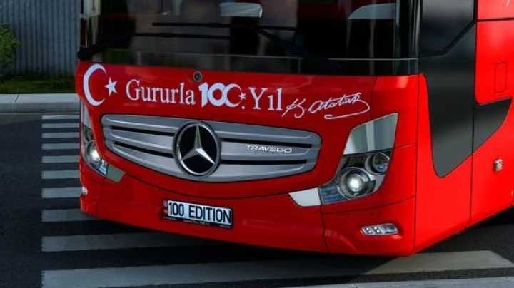 Mercedes Travego 16 Shd Gururla 100.Yil Turkiye Skin ETS2 1.48