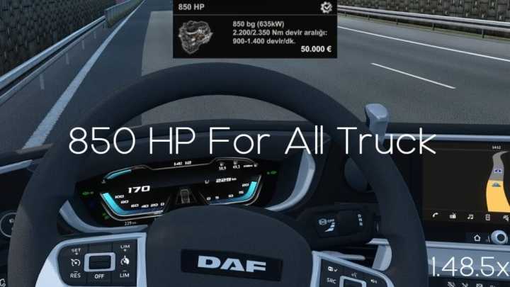 850 Hp For All Trucks ETS2 1.48