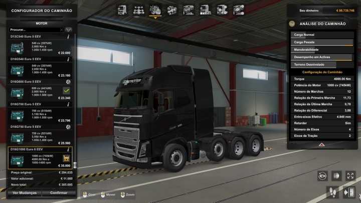 Engine Volvo Fh16 2012 1000 Hp ETS2 1.48