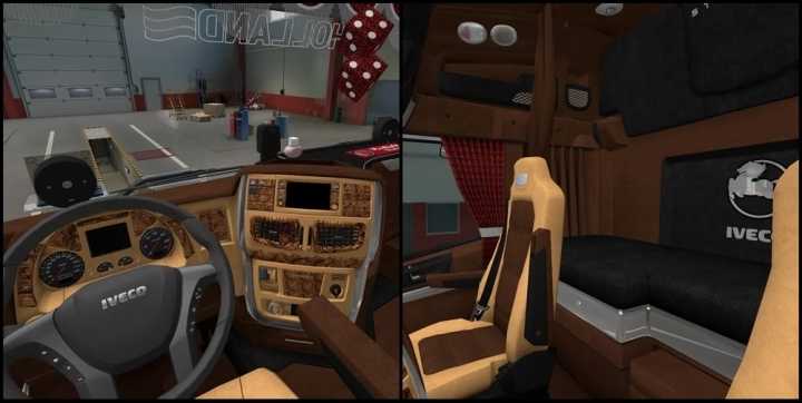 Wood Brown Interior Iveco Hi-Way ETS2 1.49