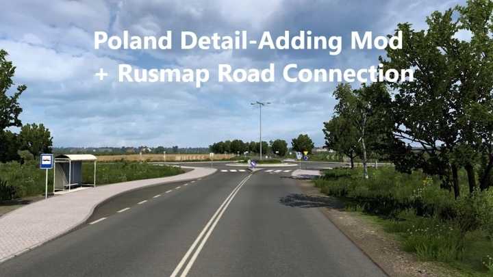 Poland Detail Adding Mod + Rusmap 2.49 Road Connection ETS2 1.49