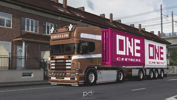 ETS2 – Scania 164L V8 580 + Trailer Poiroux & Fils V2.0 (1.49)