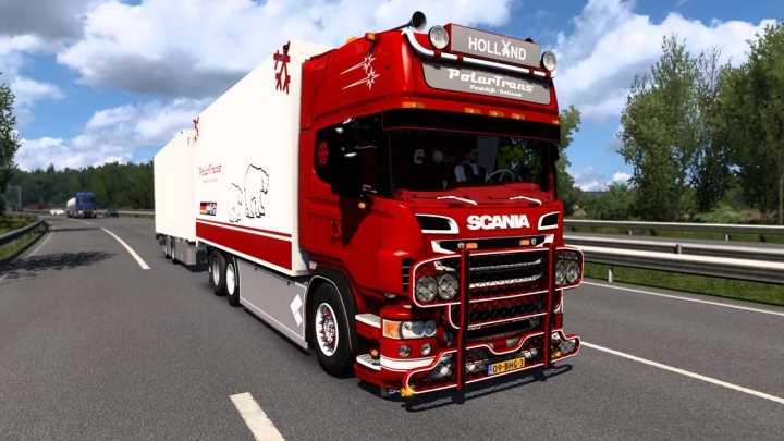 ETS2 – Scania R580 V8 Tandem+Trailer Polartrans V6.0 (1.49)