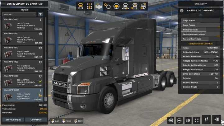 ATS – Engine Mp8 1000 Hp Mack Anthem V1.0 (1.50)