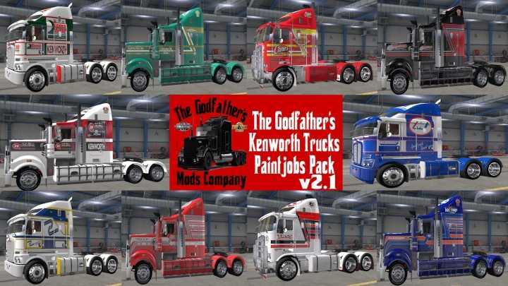 ATS – The Godfathers Kenworth Trucks Paintjob Pack V2.1 (1.50)