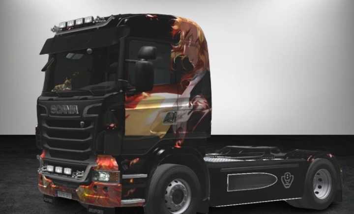 ETS2 – Rengoku Skin Of Kimetsu No Yaiba/Demon Slayer For Scania R (1.50)