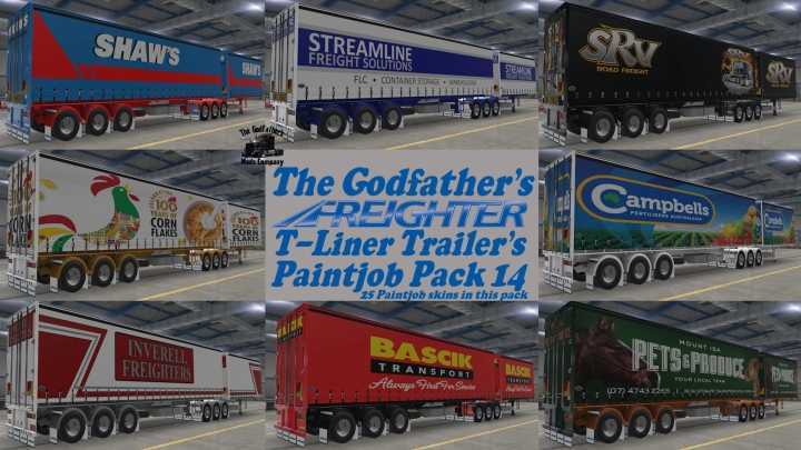 ATS – Freighter T-Liner Trailers Paintjob Pack 14 V1.0 (1.50)