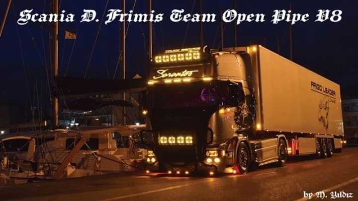ETS2 – Scania D. Frimis Team Open Pipe V8 V1.2 (1.50)