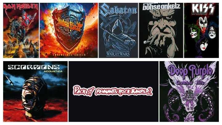 ETS2 – Pack Of Pennants Rock Bands 2 V1.0 (1.51)