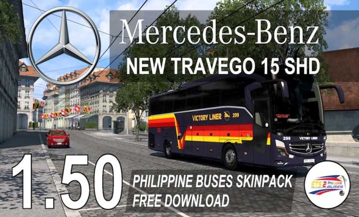 ETS2 – Philippine Buses Skinpack For Mercedes-Benz Travego 15 Shd V1.1 (1.51)