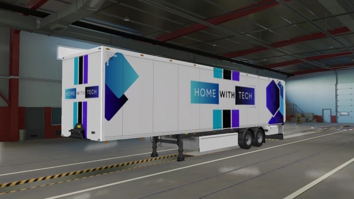 ETS2 Home With Tech Skin & Mudflap For Scs Box Trailer (1.52)