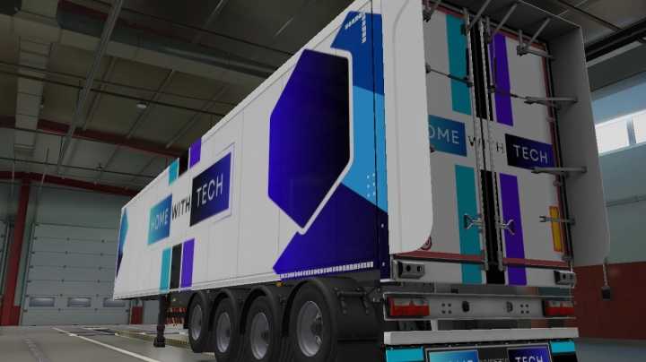 ETS2 Home With Tech Skin & Mudflap For Scs Box Trailer (1.52)