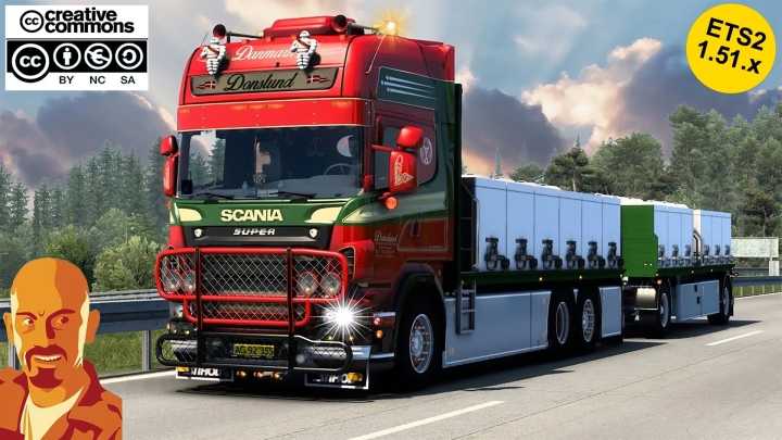 ETS2 Scania R560 Donslund + Trailer V5.3 (Fixed Blinker Lights) (1.51)
