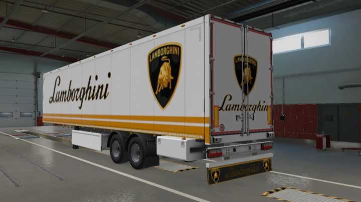 ETS2 Lamborghini Skin & Mudflap For Scs Box Trailer V0.1 (1.53)