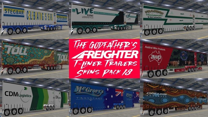 ATS – The Godfathers Freighter T-Liner Trailer Skins Pack 18 (1.53)
